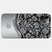Zilveren en zwarte bloemdamast Case-Mate iPhone case (Achterkant (horizontaal))