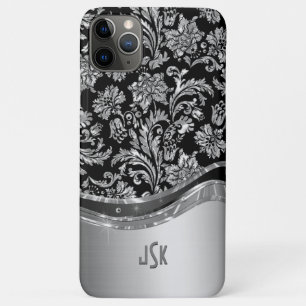Zilveren en zwarte bloemdamast Case-Mate iPhone case