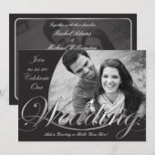 Zilveren en zwarte bruiloft kaart (Voorkant / Achterkant)