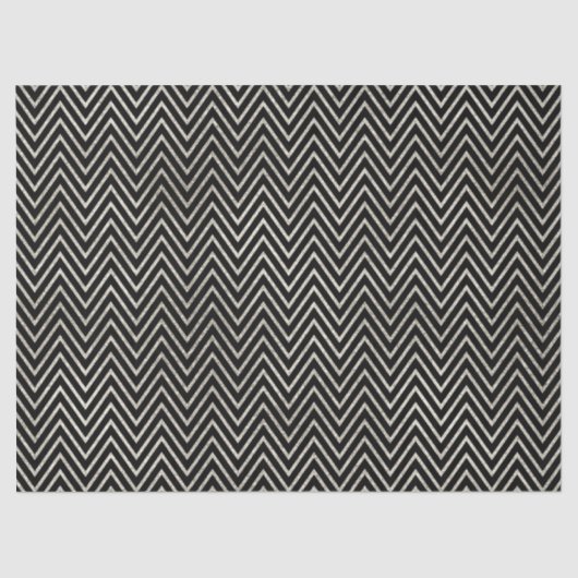 Zilveren en zwarte Chevron strepen Tissuepapier (Voorkant)