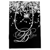 Zilveren en Zwarte Fancy Monogram Bedankt Medium Cadeauzakje (Voorkant)