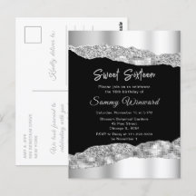 Zilveren en zwarte glam tranen Sweet Sixteen