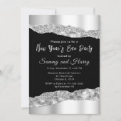 Zilveren en zwarte glazen tranen nieuwjaarsfeest kaart (Voorkant)