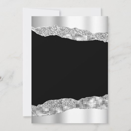 Zilveren en zwarte glazen tranen nieuwjaarsfeest kaart (Achterkant)