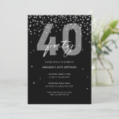 Zilveren en zwarte glitter schitteren 40e verjaard kaart (Staand voorkant)