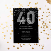 Zilveren en zwarte glitter schitteren 40e verjaard kaart