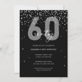 Zilveren en zwarte glitter schitteren 60ste verjaa kaart (Voorkant)