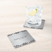 Zilveren en zwarte gotische bruiloft kartonnen onderzetters (Insitu)