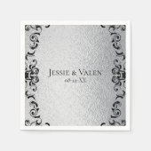 Zilveren en zwarte gotische bruiloft servet (Voorkant)