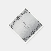 Zilveren en zwarte gotische bruiloft servet (Hoek)