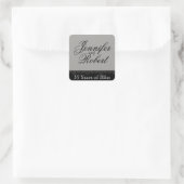 Zilveren en Zwarte Hart Envelope Seal Vierkante Sticker (Tas)