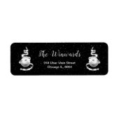 Zilveren en zwarte kerstversiering etiket (Voorkant)