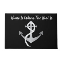 Zilveren en zwarte nautische deurmat