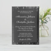 Zilveren en zwarte sparkle bruiloft kaart (Staand voorkant)