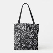 Zilveren en zwarte Victoriaanse kant-monogram Tote Bag (Achterkant)