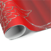 Zilveren Engelen Feestelijk Rood en Zilver Kerstmi Cadeaupapier (Rol Hoek)