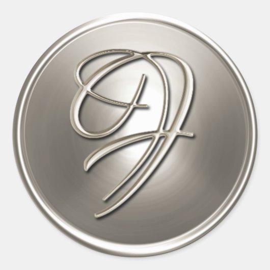Zilveren envelopzegel met monogram F Ronde Sticker (Voorkant)