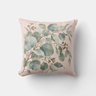 Zilveren Eucalyptus Blush Botanisch Waterverf Kussen