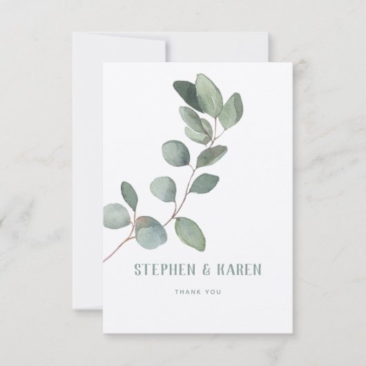 Zilveren Eucalyptus Elegante Trouwbedankkaart Bedankkaart (Voorkant)