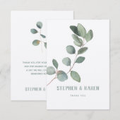 Zilveren Eucalyptus Elegante Trouwbedankkaart Bedankkaart (Voorkant / Achterkant)
