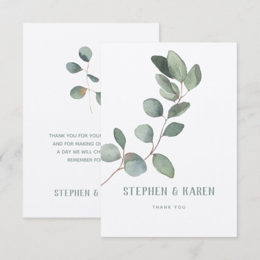 Zilveren Eucalyptus Elegante Trouwbedankkaart Bedankkaart (Voorkant / Achterkant)