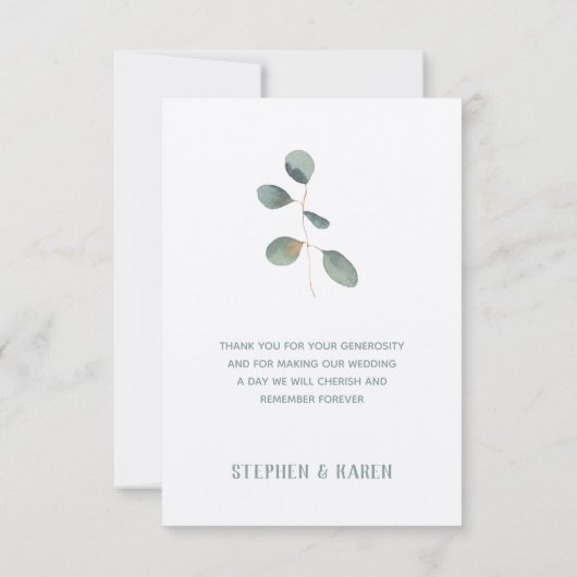 Zilveren Eucalyptus Elegante Trouwbedankkaart Bedankkaart (Achterkant)
