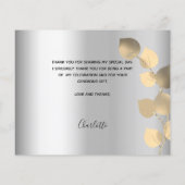 Zilveren eucalyptus foto verjaardag bedankkaart (Achterkant)