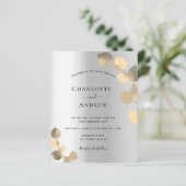 Zilveren eucalyptus gouden moderne bruiloft uitnod (Staand voorkant)