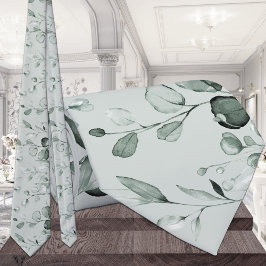 Zilveren Eucalyptus Groene Huwelijks Saliegroen Stropdas