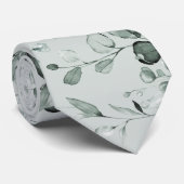 Zilveren Eucalyptus Groene Huwelijks Saliegroen Stropdas (Opgerold)