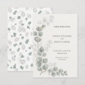 Zilveren Eucalyptus Trouw Save The Date (Voorkant / Achterkant)