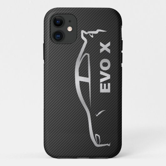 Zilveren Evo X Silhouette Logo Case-Mate iPhone Case (Achterkant)