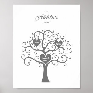 Zilveren familiestamboom poster