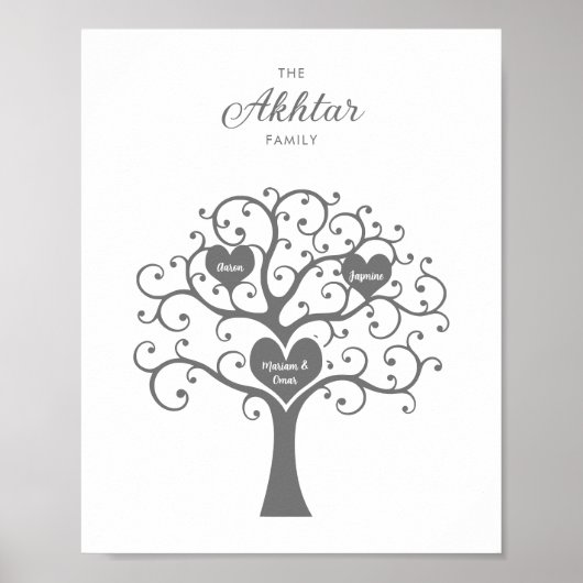 Zilveren familiestamboom poster (Voorkant)