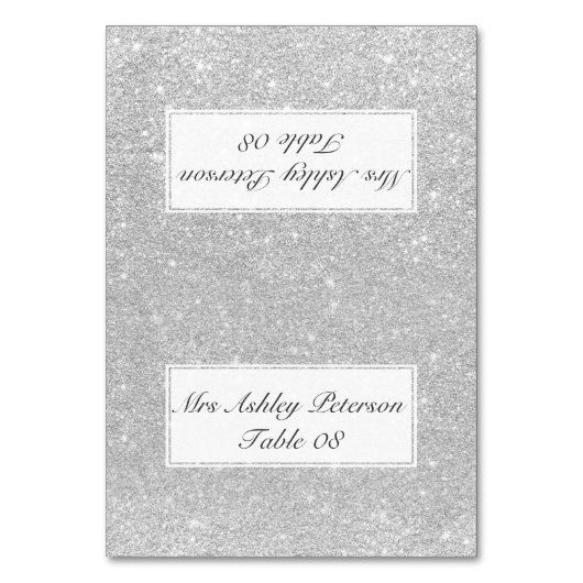 Zilveren faux glitter grijs ombre trouwplaats kaart (Voorkant)