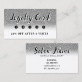 Zilveren faux glitter loyalty card visitekaartje (Voorkant / Achterkant)