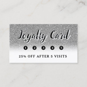 Zilveren faux glitter loyalty card visitekaartje