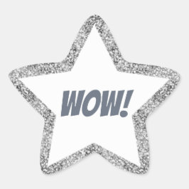 Zilveren Faux Glitter Wow! onderwijzer Ster Sticker