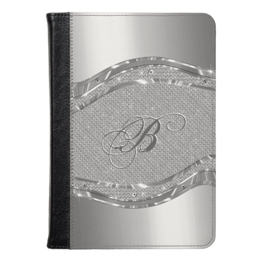 Zilveren Faux Metallic look met diamanten patroon Kindle Case (Voorkant gesloten)
