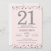 Zilveren faux Zilveren 21e verjaardag Uitnodiging (Voorkant)