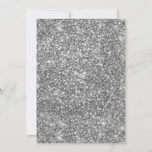 Zilveren faux Zilveren 21e verjaardag Uitnodiging (Achterkant)