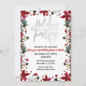 Zilveren feestdag Poinsettia Bloemen Kerstmis Kaart (Voorkant)