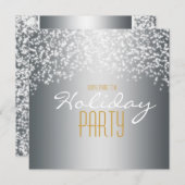 Zilveren feestelijke glitter uitnodiging (Voorkant / Achterkant)