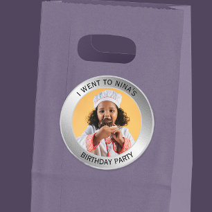 Zilveren Feestgast Kinderen Ronde Sticker
