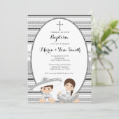 Zilveren Fiesta Jongen & Meisje Doop Doop Doop Kaart (Staand voorkant)