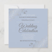 Zilveren filigraan Elegant Blauw Grijs Vierkant Br Kaart (Voorkant)