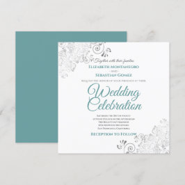 Zilveren filigraan Elegant Blauwgroen & Grijs Vier Kaart