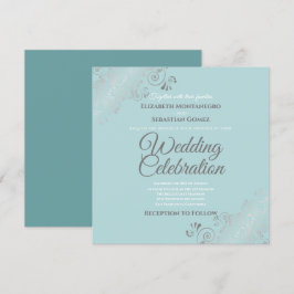 Zilveren filigraan Elegant Licht Blauwgroen Vierka Kaart