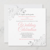 Zilveren filigraan Elegant Roze Grijs Vierkante Br Kaart (Voorkant)