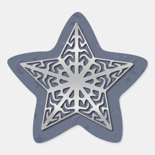 Zilveren filigraan ster sticker (Voorkant)